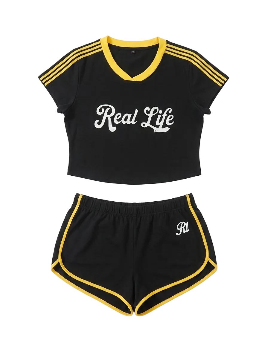 Black/Yellow Women's 2 Piece Set
